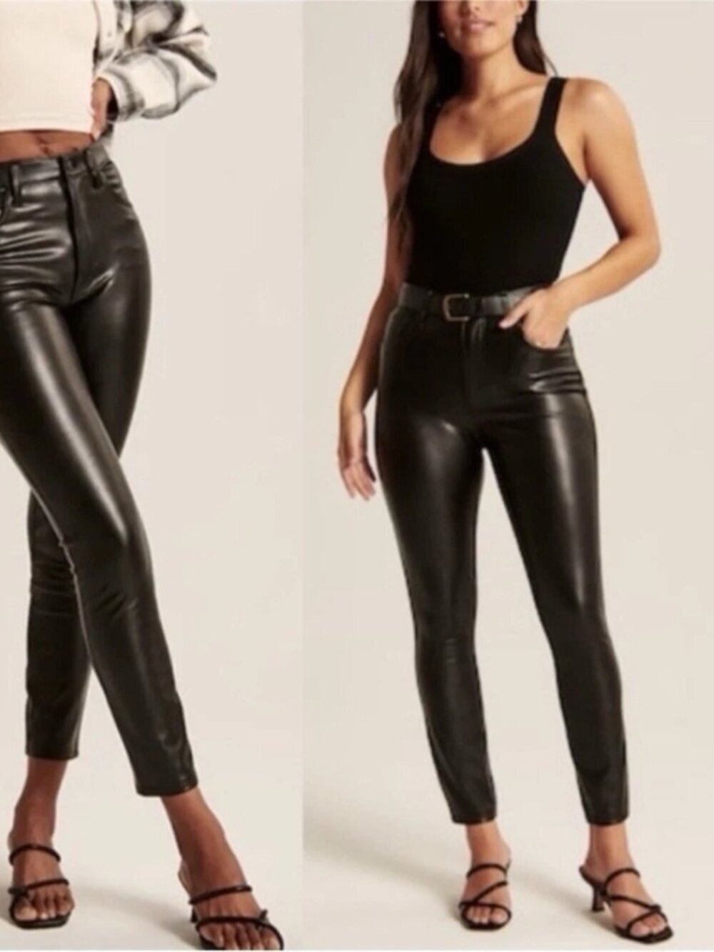 Abercrombie & Fitch The Skinny High Rise Vegan Leather Pants Stretch Black 30 10